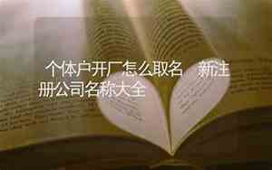开厂公司起名