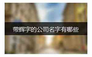公司起名后面带辉字