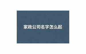 家政集团公司名字