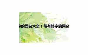 有静字的网名