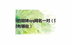 姐妹qq网名二人可爱