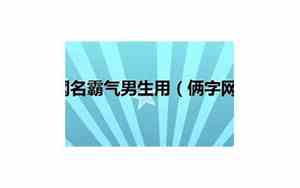 俩字网名霸气男生用