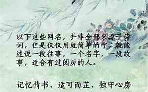 好听而有故事的网名