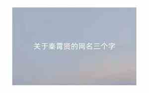 关于秦的网名